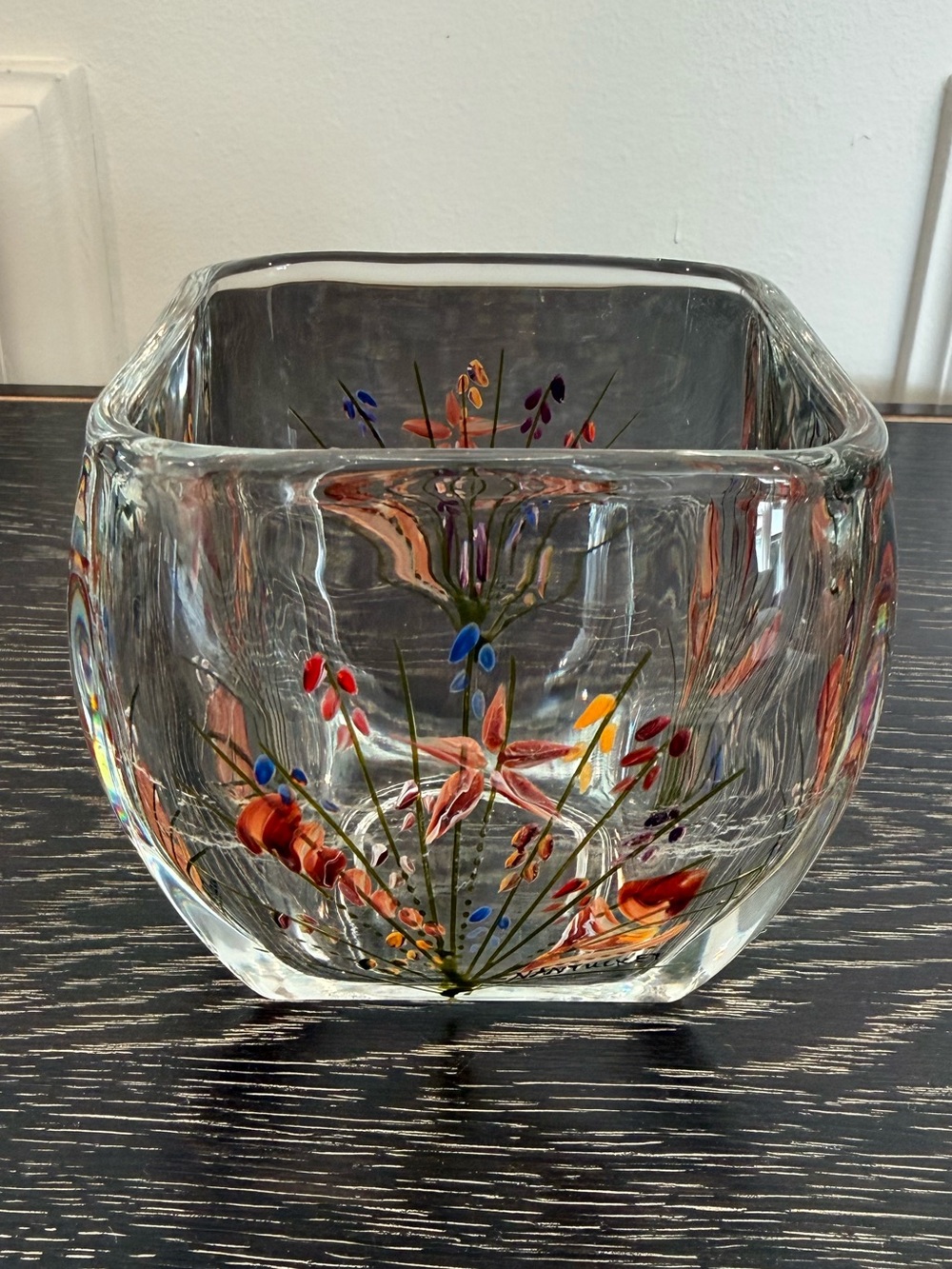 Signed Nantucket Hand Painted Glass Bowl